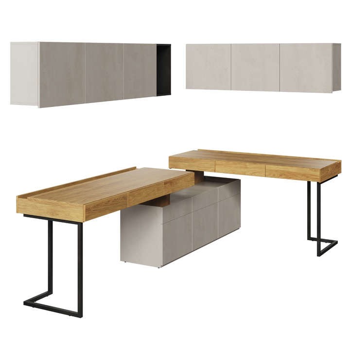 Študentská zostava TEEN FLEX 9 silk flou/orech hiroka/oceľová 1