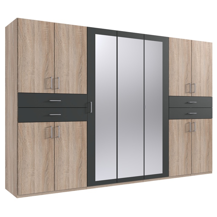 Šatníková skriňa TERENCE II dub sonoma/grafitová 1