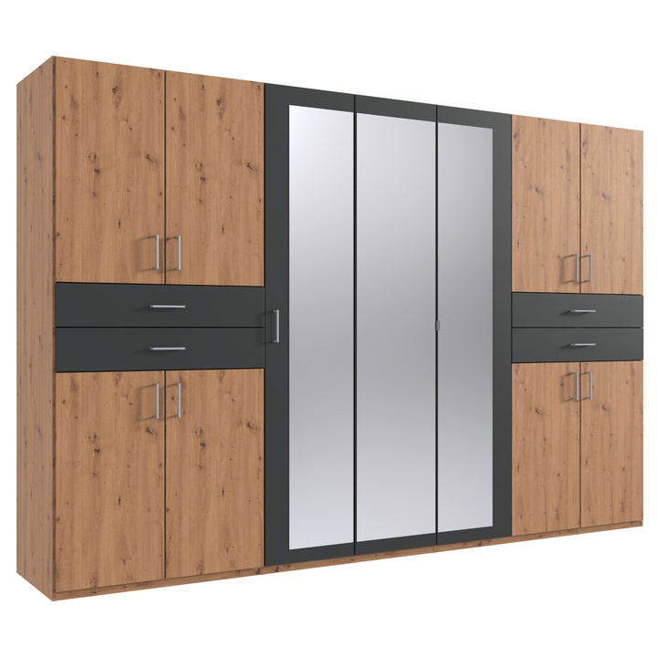 Šatníková skriňa TERENCE II dub artisan/grafitová 1