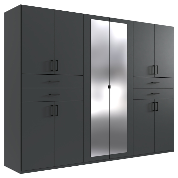 Šatníková skriňa so zrkadlami TERENCE grafitová 1