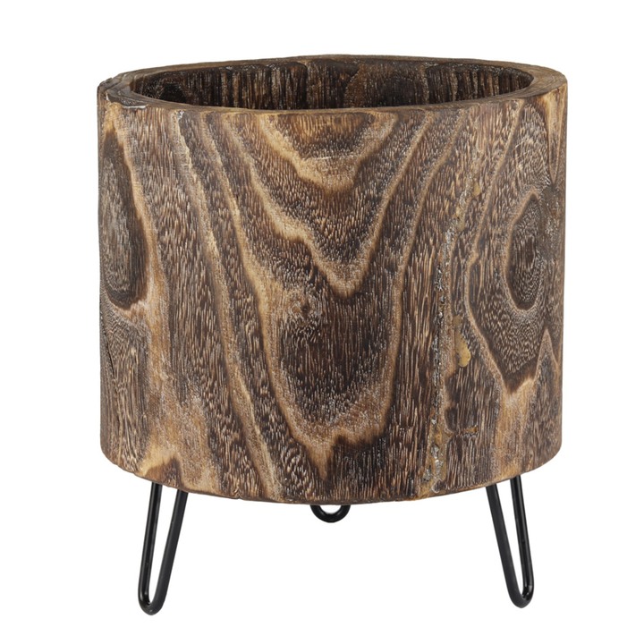 Drevený obal na kvetináč THADDEUS prírodná, priemer 25 cm 1