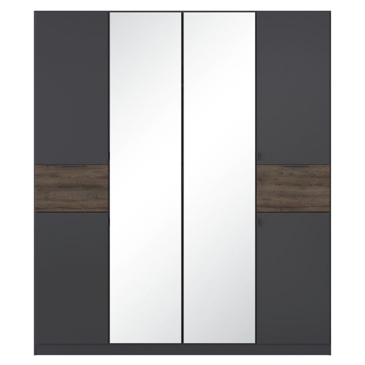 Šatníková skriňa TICAO II metalická sivá/dub atlantic tmavý, šírka 181 cm 1