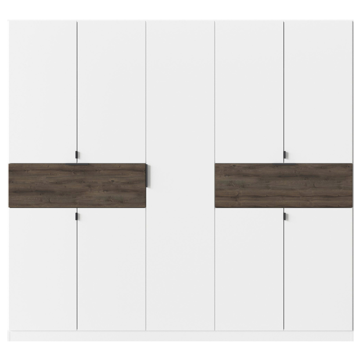 Šatníková skriňa TICAO III alpská biela/dub atlantic tmavý, šírka 226 cm 1