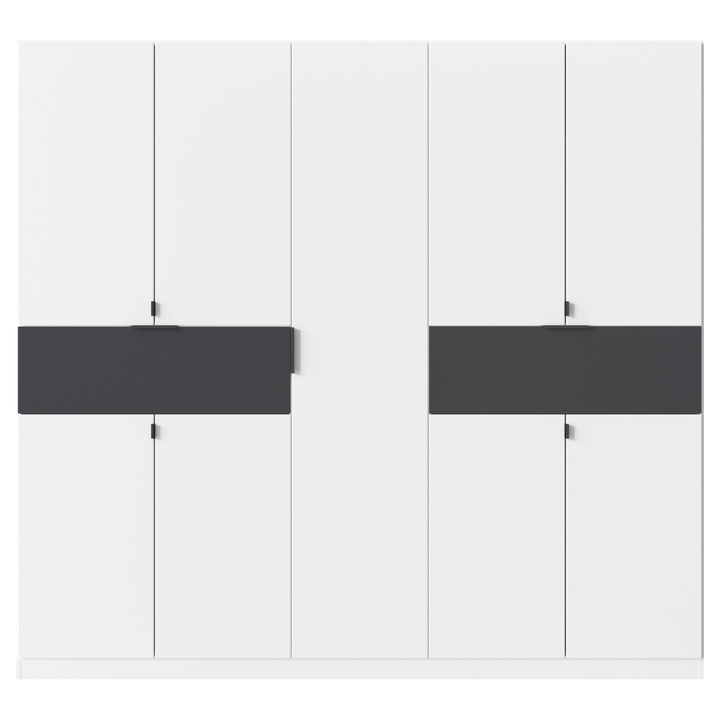 Šatníková skriňa TICAO III alpská biela/sivá metalická, šírka 226 cm 1