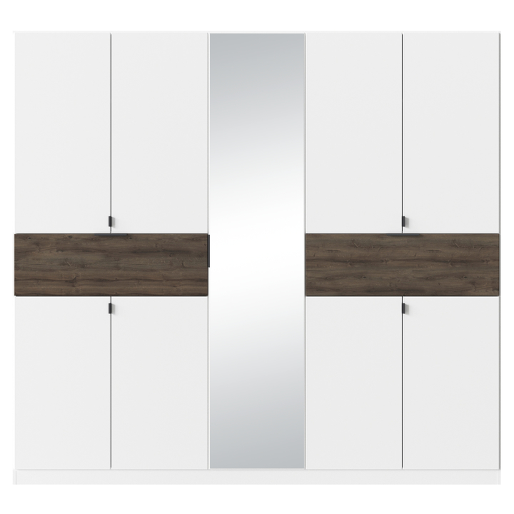 Šatníková skriňa TICAO IV alpská biela/dub atlantic tmavý, šírka 226 cm 1