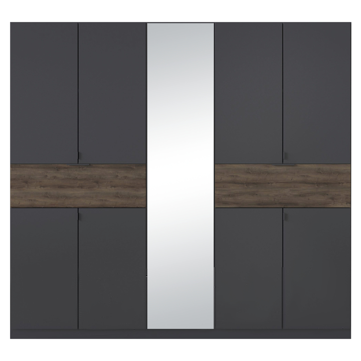 Šatníková skriňa TICAO IV metalická sivá/dub atlantic tmavý, šírka 226 cm 1