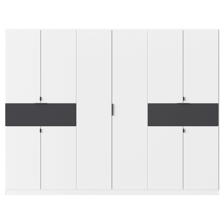 Šatníková skriňa TICAO V alpská biela/sivá metalická, šírka 271 cm 1