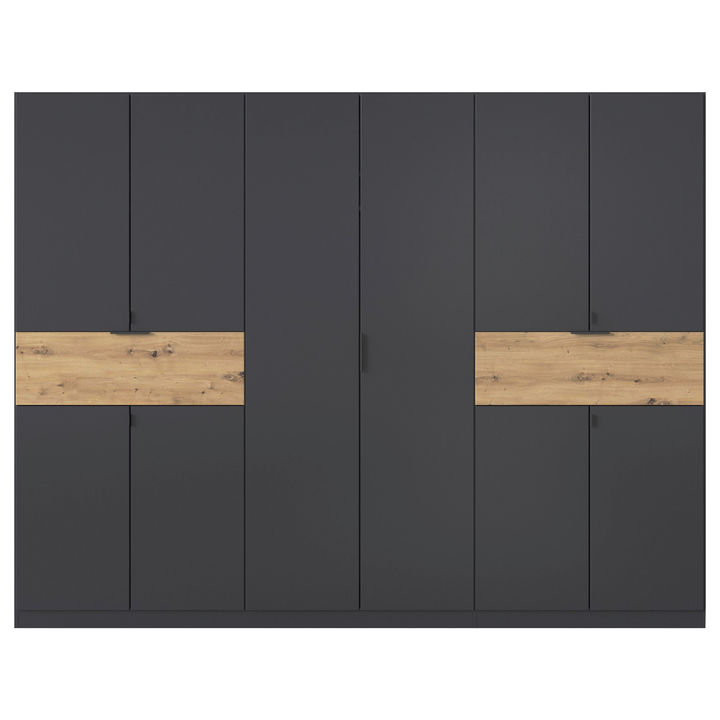 Šatníková skriňa TICAO V metalická sivá/dub artisan, šírka 271 cm 1