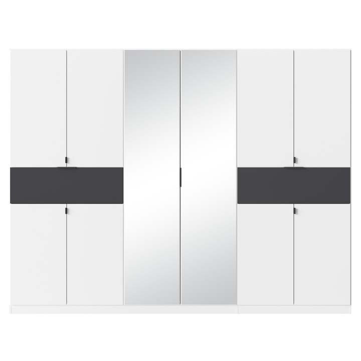 Šatníková skriňa TICAO VI alpská biela/metalická sivá, šírka 271 cm 1