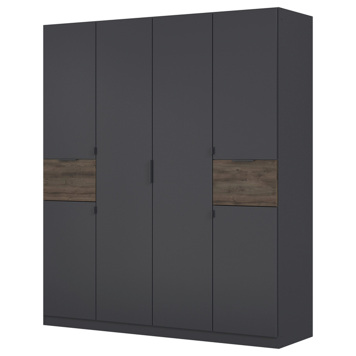 Šatníková skriňa TICAO metalická sivá/dub atlantic tmavý, šírka 181 cm 1