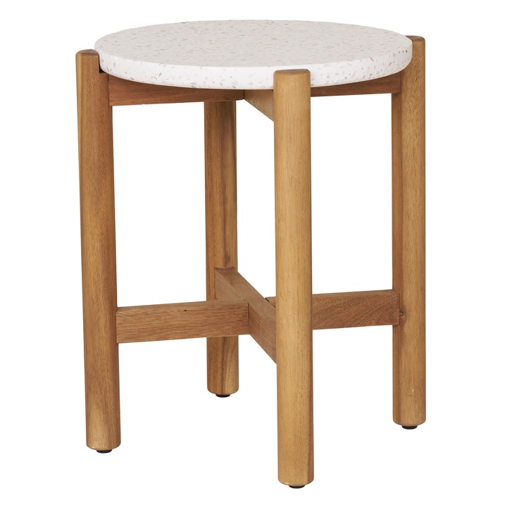Záhradný stolík TIRROCANO prírodná/biela, priemer 37 cm 1