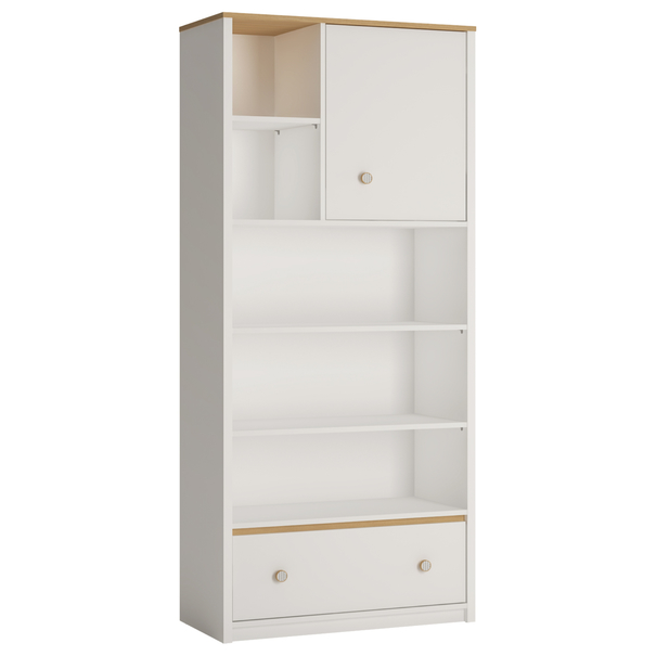 Regál TODI alpská biela/dub vicenza, šírka 85 cm 1