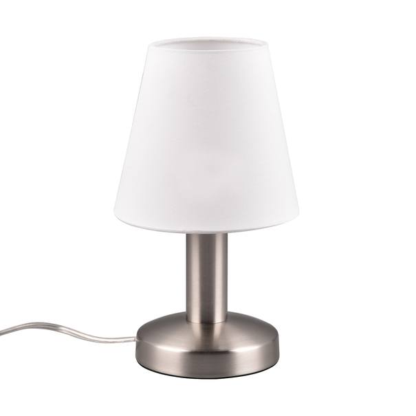 Stolná lampa TOUCH ME 3 biela/strieborná, látkové tienidlo 1