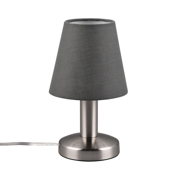 Stolná lampa TOUCH ME 3 sivá/strieborná, látkové tienidlo 1