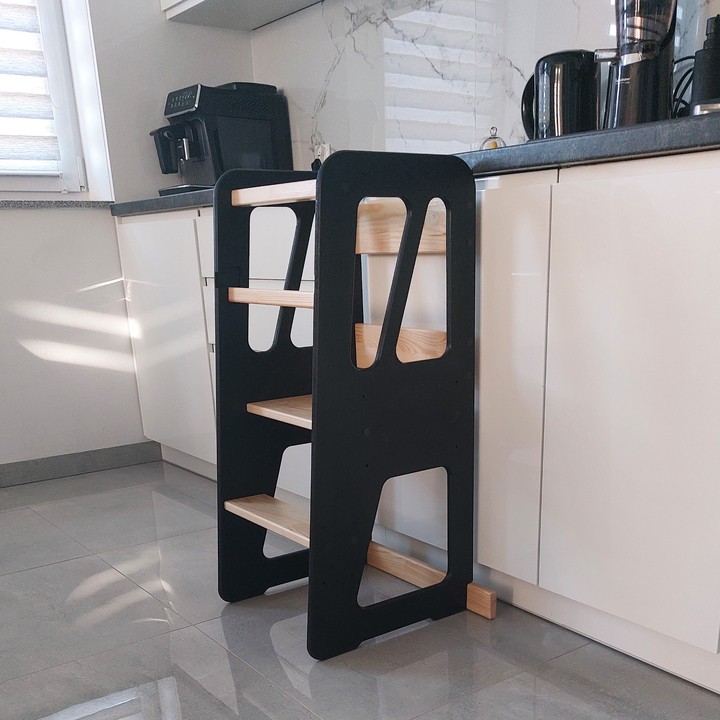 Učiaca veža TOWER 1 čierna/prírodná 1