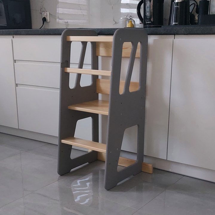 Učiaca veža TOWER 1 sivá/prírodná 1