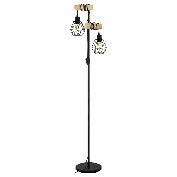 Stojacia lampa TOWNSHEND 5 čierny kov/svetlé drevo 1