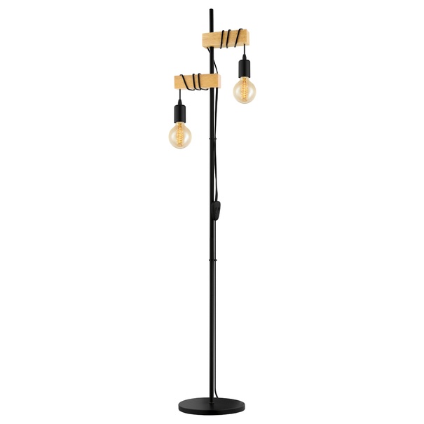 Stojacia lampa TOWNSHEND čierny kov/svetlý dub 1