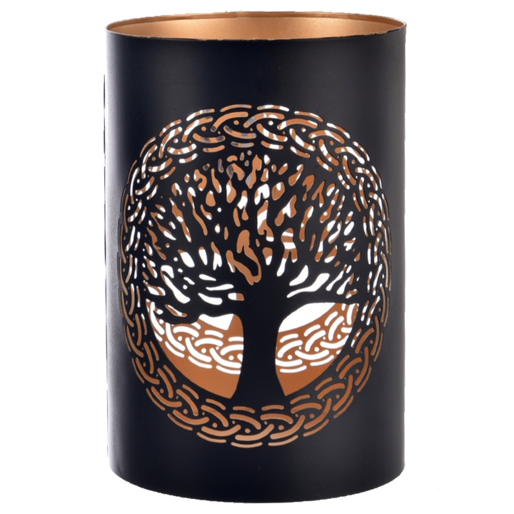 Kovový svietnik TREE čierna/zlatá, šírka 10 cm 1