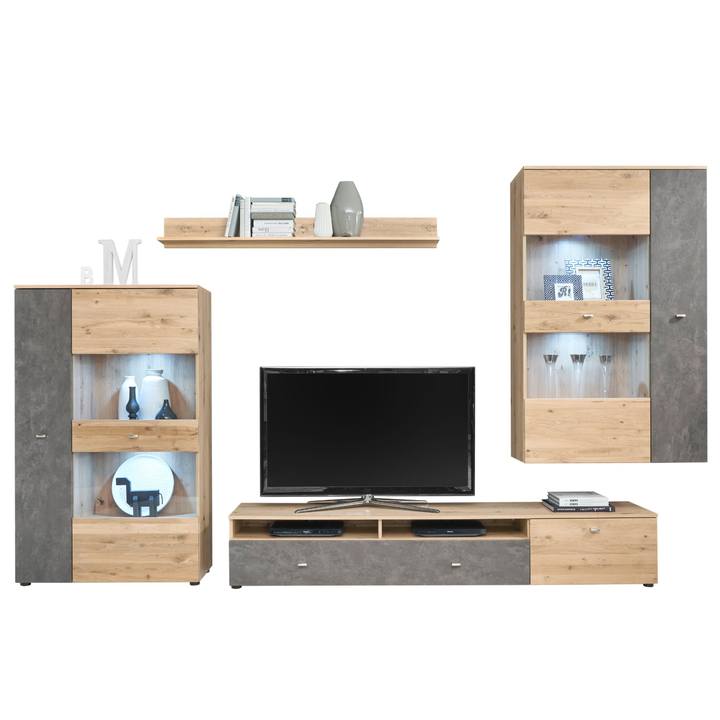 Obývacia stena TREND dub artisan/sivá 1