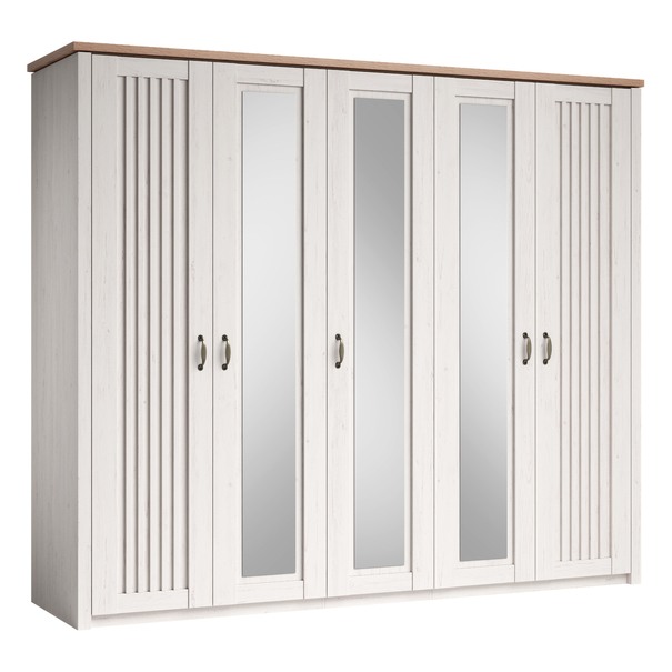 Šatníková skriňa TRIENT pínia/dub artisan, 5 dverí, 3 zrkadlá 1