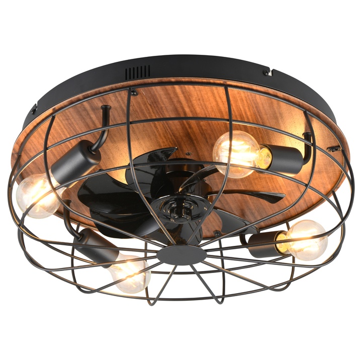 Stropné svietidlo s ventilátorom TRONDHEIM svetlé drevo/čierny kov 1