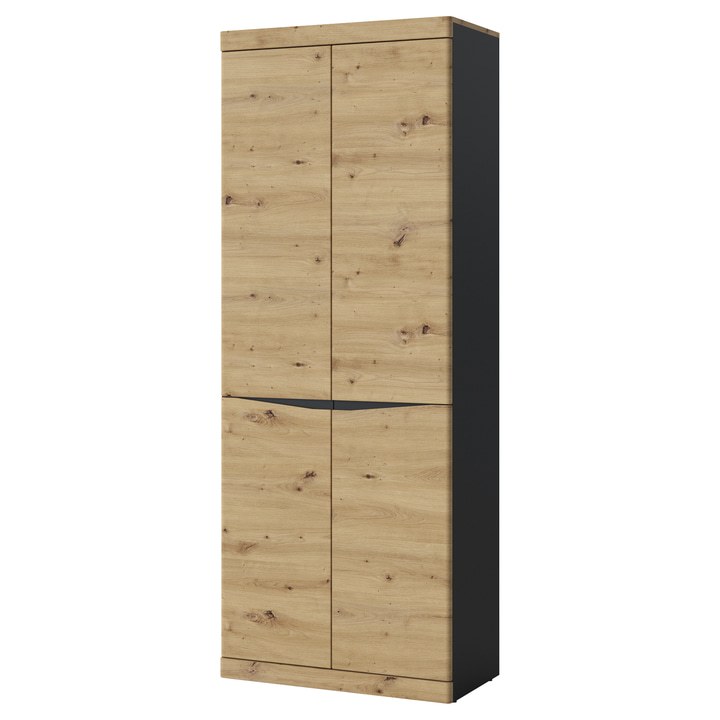 Policová skriňa TURINO dub artisan/antracitová, šírka 76 cm 1