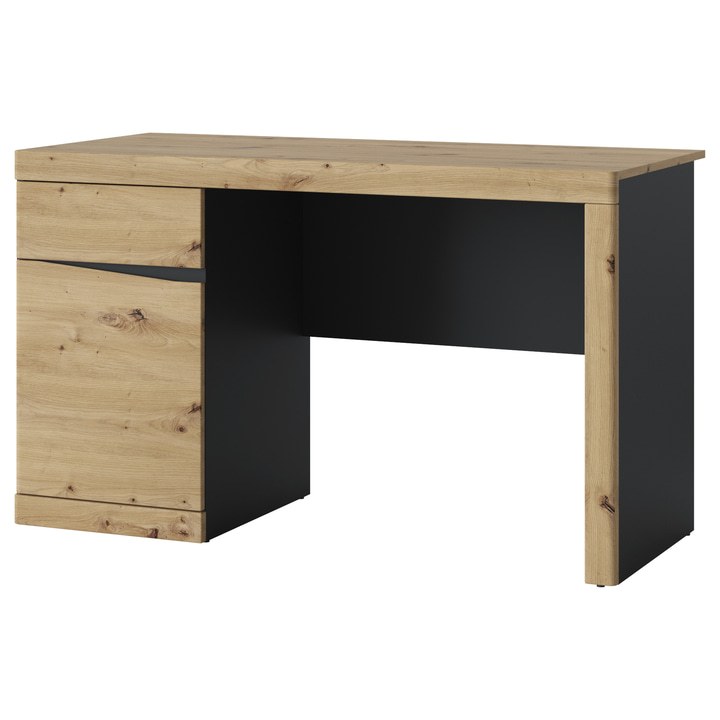 Písací stôl TURINO dub artisan/antracitová, šírka 128 cm 1