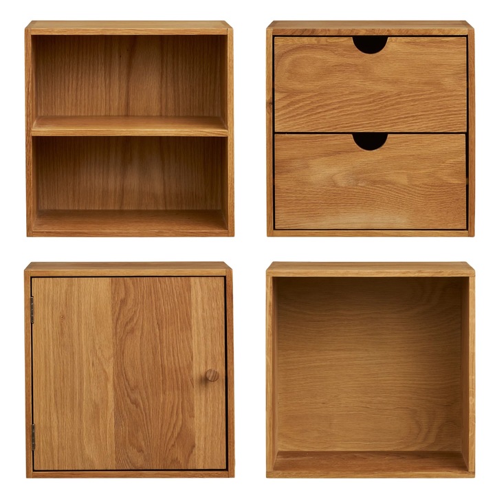 Nástenný regál TUWNSVALLI dub, sada 4 ks 1