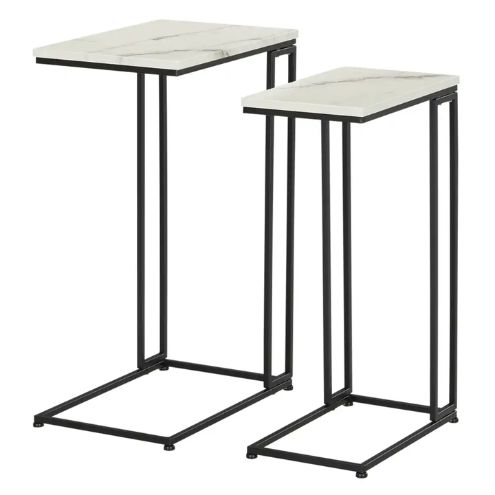 Sada príručných stolíkov UPPELLO čierna/mramor, 2 ks 1