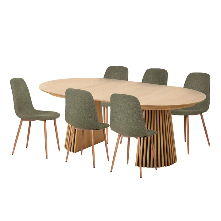 Jedálenská zostava USOKO 6 dub/zelená 1