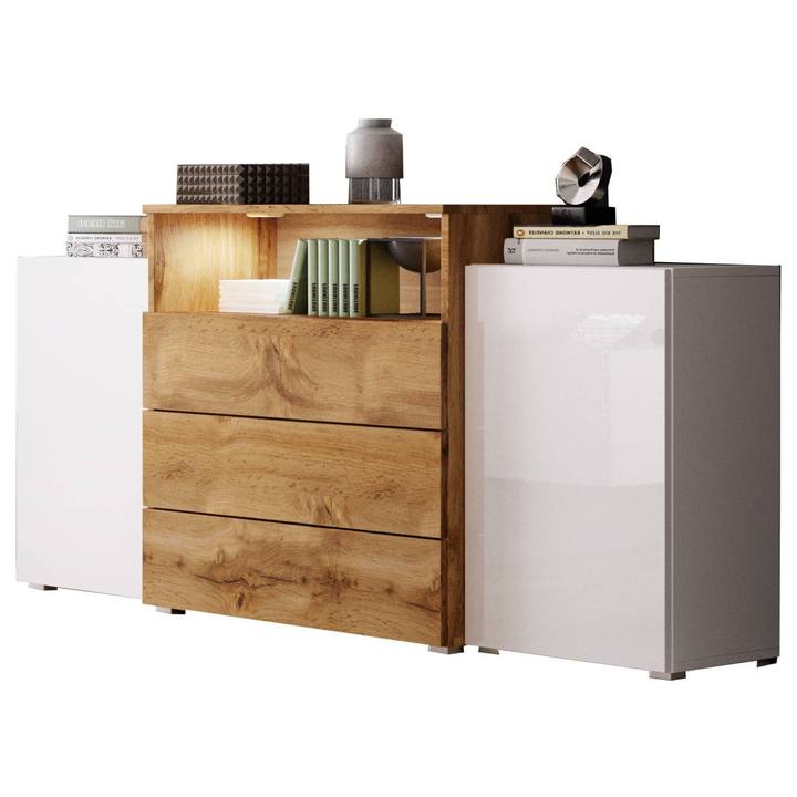 Komoda  USTYM biela/dub wotan 1