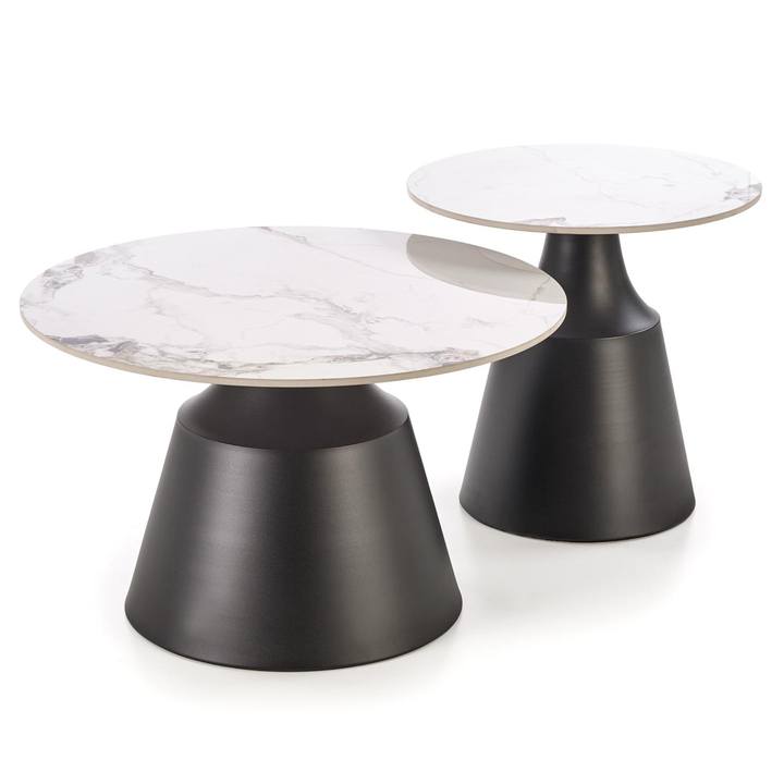 Sada konferenčných stolíkov V-CH-MAGNETA-LAW biely mramor/čierna, 2 ks 1