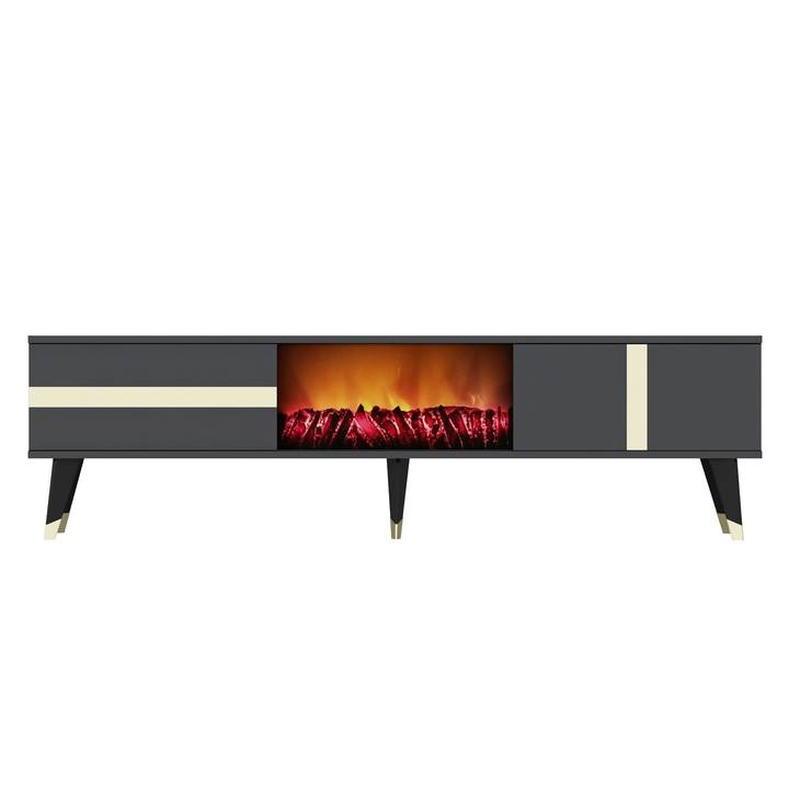 TV stolík VARNA antracitová/zlatá 1