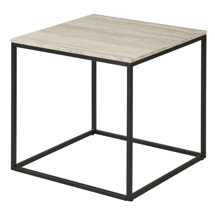 Prístavný stolík VATO travertín/čierna 1