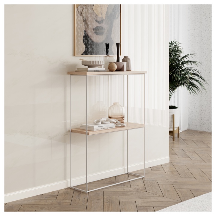 Konzolový stolík VELO biela/dub sonoma 1