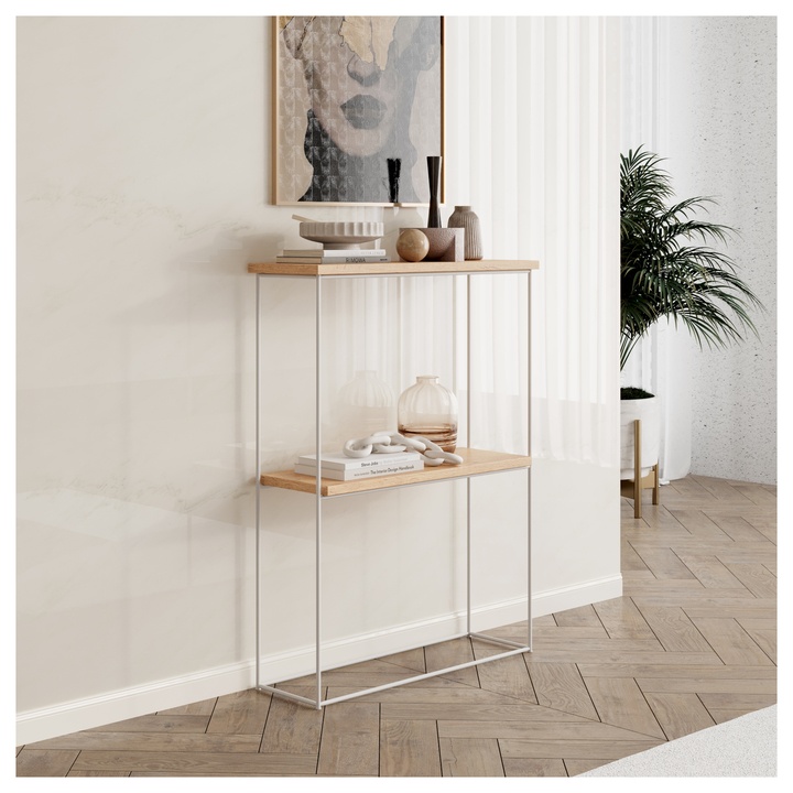 Konzolový stolík VELO biela/dub lancelot 1