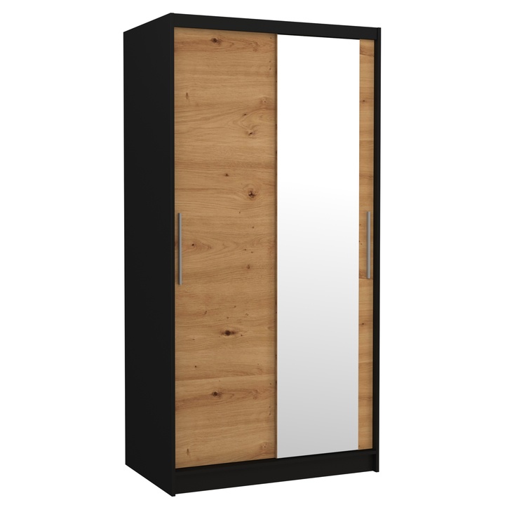 Šatníková skriňa VESNA čierna/dub artisan 1