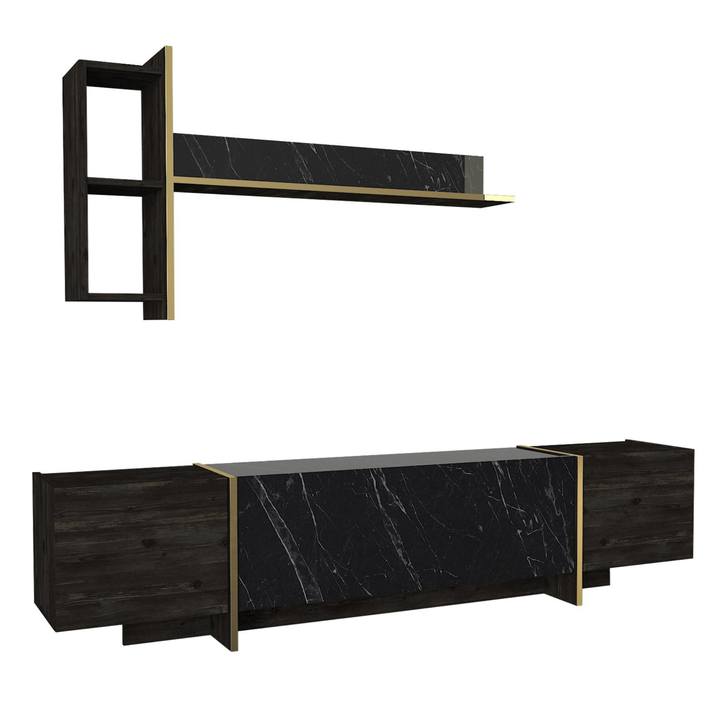 Obývacia zostava so stolom VEYRON 2 čierna/zlatá 1