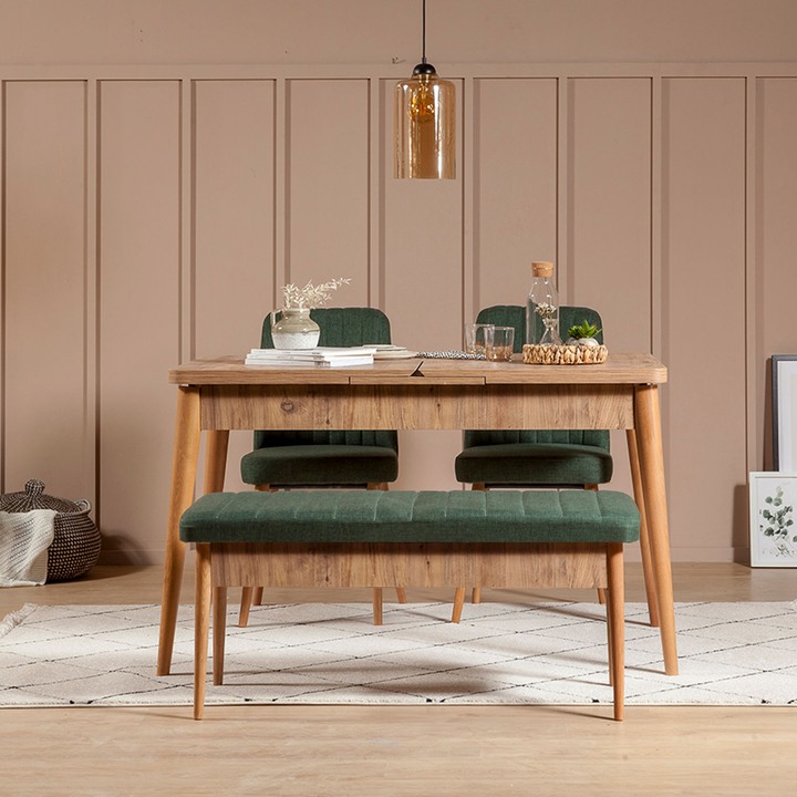 Jedálenská zostava VINA 6 zelená/borovica atlantic 1