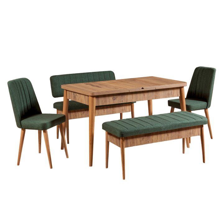 Jedálenská zostava VINA 8 zelená/borovica atlantic 1