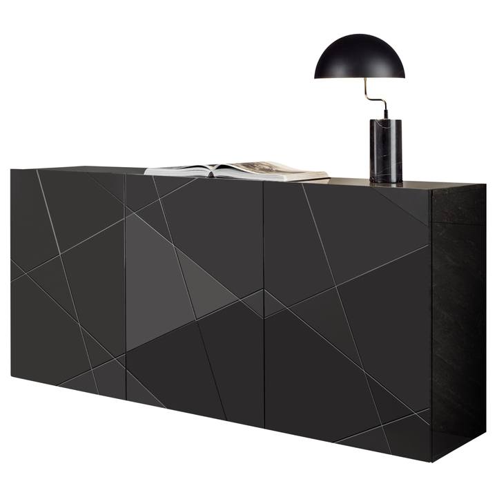 Komoda VITTORIA 3 sivá lesklá 1