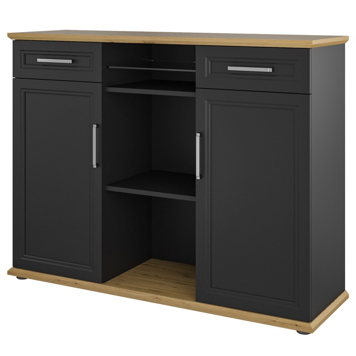 Komoda VIVIENNE dub/antracitová, šírka 135 cm 1