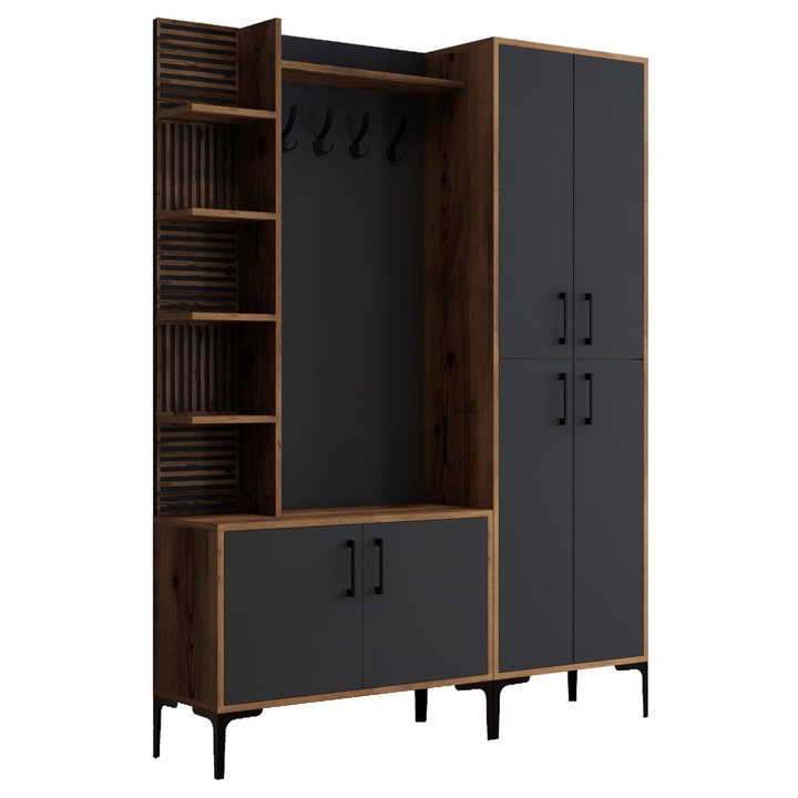 Predsieňová zostava VIYAN 2 orech/antracitová 1