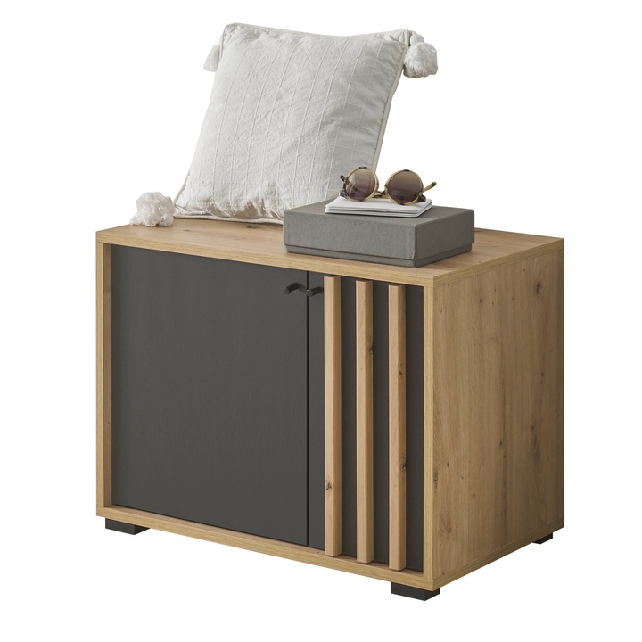 Lavica na topánky VOLANO dub artisan/čierna 1