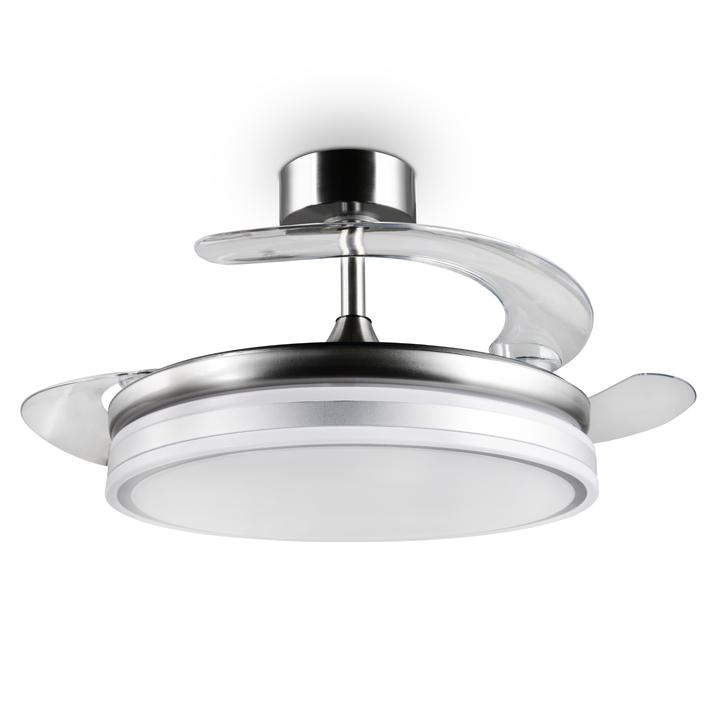 Stropné LED svietidlo s ventilátorom VOLDA strieborná/biela 1