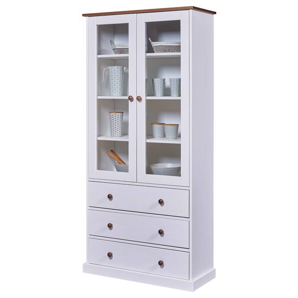 Vitrína WESLEY borovica biela/hnedá 1