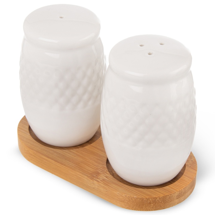 Soľnička a korenička WHITELINE bambus/biela 1