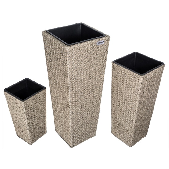 Vysoký obal na kvety WICKER krémová, 3 ks 1