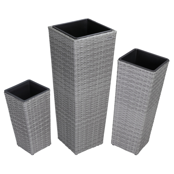 Vysoký obal na kvety WICKER sivá, 3 ks 1